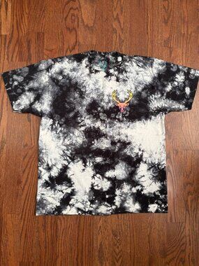 Bucked Up Need More Gainz T-Shirt Men’s Large Black White Tie Dye Gym Graphic
